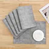 Homaxy Faux Leather Heat Resistant Placemats for Dining Table Set of 6, Waterproof Wipeable Washable PU Table Mats, Easy to Clean Anti-Slip Place Mats, 11.8" x 17", Light Grey Homaxy