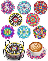 Benvo 8 Pcs Diamond Painting Coasters Kit Mandala Cup Coasters DIY Diamond Art Kits with Diamond Painting Pens, Holders, Cork Base for Beginners Adults and Kids Art Craft Supplies Gift (Mandala B) Benvo