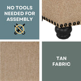 Convenience Concepts Designs4Comfort 5th Avenue Storage Ottoman 24" - Contemporary Foot Stool and Seat with Hinged Lid for Living Room, Dining Room, Office, Den, Tan Fabric Convenience Concepts