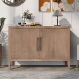 Merax Beige Modern Wood Buffet Sideboard with 2 Doors, Farmhouse Free Standing Storge Cabinet Console Table for Living Dinning Room Hallway, 47.2'' L Merax