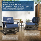 Kullavik Aluminum Patio Furniture Set,6 Pieces 4 Seat Metal Outdoor Furniture Conversation Set w/45 Propane Gas Fire Pit&Swivels,Navy Blue Kullavik