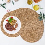 GENMOUS Woven Placemats Set of 10,12" Round Placemats Natural Water Hyacinth Boho Placemats,Farmhouse Rattan Chargers for Dinner Plates,Rustic Braided Wicker Table Mats for Dining Table,Home,Wedding GENMOUS & CO.