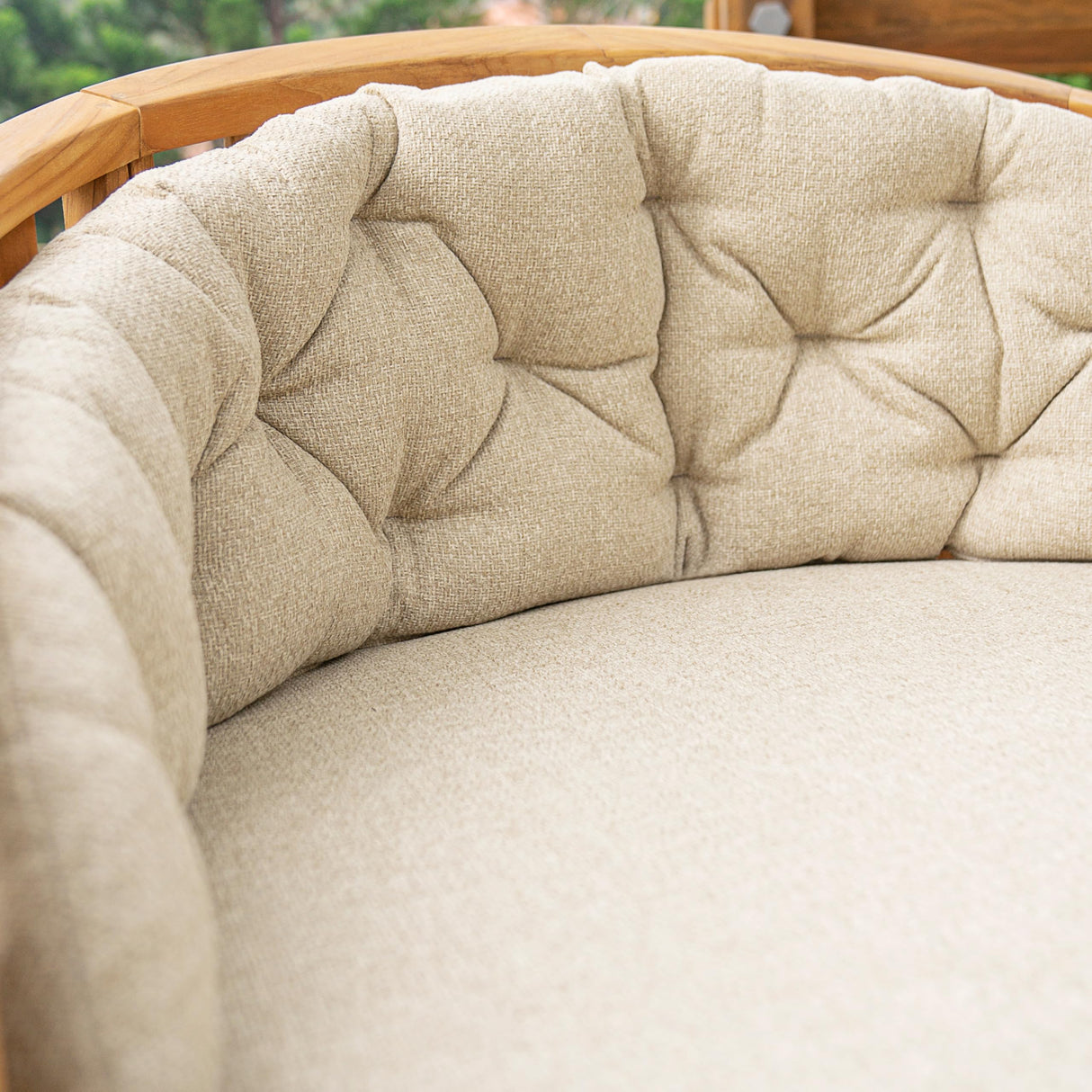 Cambridge Casual Barnese Wood Oversized Patio Lounge Chair, Natural Teak/Tan Cushion Cambridge Casual