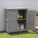 KEIKI Outdoor Potting Bench with Storage Cabinet & Metal Table Top, Weatherproof Garden Workstation, Hemlock Wood KEIKI