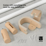 Umbra Bellwood Curtain Rod for Window Drapery, Adjustable Length, Set Includes Finials and Mounting Hardware, White/Natural Umbra