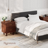 Night Stand with Charging Station Set of 2, Side Table with 2 Drawers, Mid Century Modern End Table with Storage, Wood Bedside Table with USB Ports and Outlets, Nightstand for Bedroom, Brown 2PCS Alohappy