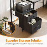 TIQLAB Computer Desk L Shaped with Drawers, 65” Gaming Desk with Power Outlets and LED Strips, Large L Shaped Corner Desk with Monitor Stand, Home Office Desk for Corner Space, Carbon Black TIQLAB