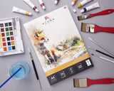 Watercolor Paper Artist Art Pad 35 Sheets, 140lb/300 GSM, Glue Bound, Acid Free, Cold Pressed for Artists Drawing and Sketching Techniques, Made in UK Acuma Crafts