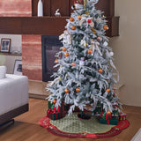 X.Sem Quilted Faux Silk Christmas Tree Skirt, Holly Leaves Embroidery Border - 50-Inch ONGLYP