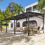 MUPATER 12'x 20' Outdoor Pergola on Clearance with Metal Frame, Lean to Pergola Gazebo, Wall-Mounted Heavy Duty Awnings for Patio, Deck, Porch and Backyard MUPATER