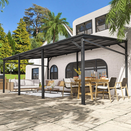 MUPATER 12'x 20' Outdoor Pergola on Clearance with Metal Frame, Lean to Pergola Gazebo, Wall-Mounted Heavy Duty Awnings for Patio, Deck, Porch and Backyard MUPATER