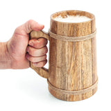 Norse Tradesman Wooden Beer Mug - 100% Handcrafted Ale Tankard - Includes Medieval Gift Sack - 32 oz Norse Tradesman