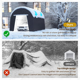 Kiss the Water Carport, Round Portable Garage, Steel Heavy Duty Carport with Ground Stakes, Tensioner and 2 Roll Up Windows PE Fabric Car Port, Garage, Storage Shed, Tent for Storage, SUV (10x15 Ft) Kiss the Water