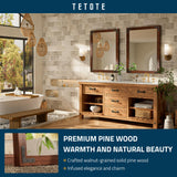 TETOTE 24 x 36 Wood Framed Bathroom Vanity Mirror for Over Sink, Rustic Natural Dark Brown Wooden Rectangle Wall Mirror for Farmhouse Boho Decor, Horizontal/Vertical, Easy to Install TETOTE