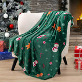PAVILIA Christmas Gingerbread Throw Blanket | Green Holiday Christmas Fleece Blanket | Soft, Plush, Warm Winter Cabin Throw, 50x60 (Green Gingerbread) PAVILIA