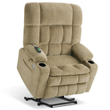 MCombo Oversized Power Lift Recliner Chair for Elderly, Dual Motor Lift Chair with Heat and Massage, Lay Flat Lift Chair for Big and Tall, Cup Holders, Fabric R7891 (Oversize, Beige) MCombo