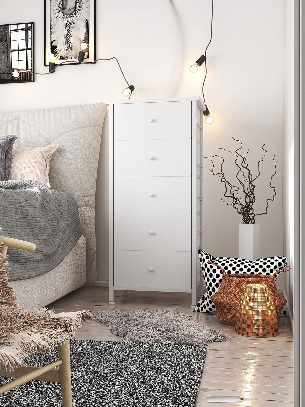 BOLUO Tall White Dresser Narrow Dresser Chest of Drawers Lingerie Chest Skinny Dressers for Closet,Bedroom Modern BOLUO