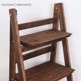Milltown Merchants Ladder Shelf - Wooden Ladder Bookshelf - Leaning Bookshelf - Rustic Bookcase - Folding Bookcase (Dark Brown Ladder Shelf) Milltown Merchants