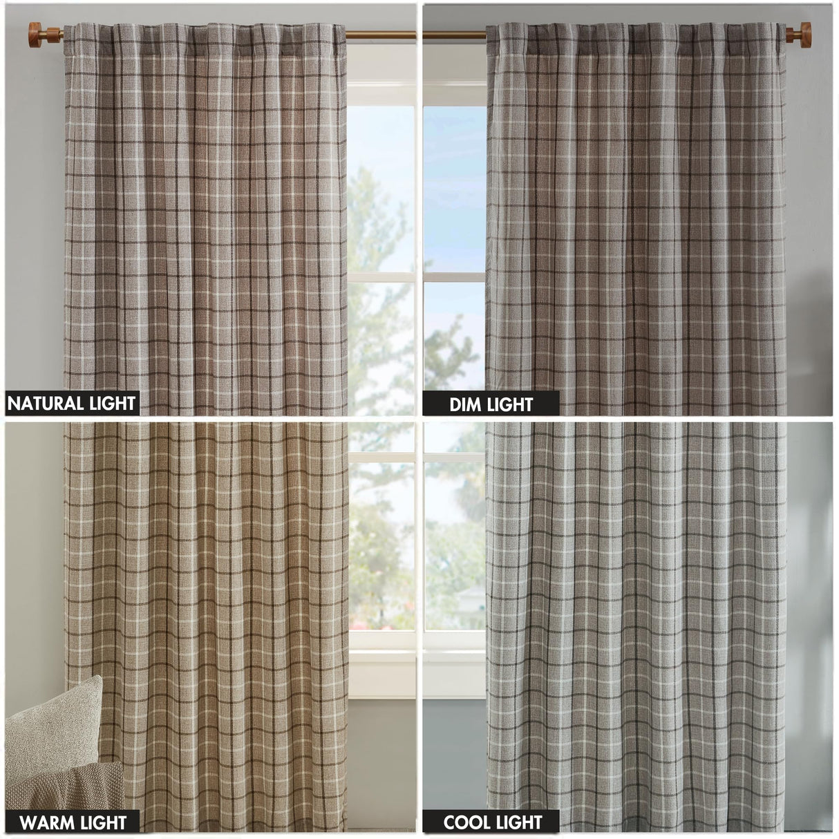 Madison Park Anaheim Cabin Plaid Curtain Window, Thermal Insulated Fleece Lining, Living Room Decor Room Darkening Drape for Bedroom, 1-Single Panel Pack, 50" x 84", Rod Pocket, Brown Madison Park