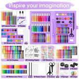 2 Pack Art Kit, Vigorfun Drawing Painting Art Supplies for Kids Girls Boys Teens, Gifts Art Set Case Includes Oil Pastels, Crayons, Colored Pencils, Watercolor Cakes (Purple) VigorFun