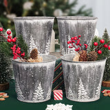 Putuo Decor Christmas Galvanized Buckets, Silvery Small Metal Bucket Christmas Ice Buckets, Farmhouse Pails Plants Flowers Tin Planters for Party Home Table Centerpieces Storage Decor 5.9X5.3 in Putuo Decor
