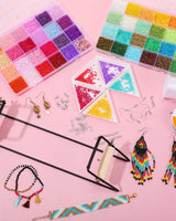 Jexine Bead Loom Kit for Adults 24000 Pcs Beading Loom Supplies with 48 Color 2 mm Glass Seed Bead Bracelets Christmas Jewelry Earring Making Tools Gifts for Girls DIY Craft Jexine