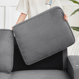 83.86" Couch Sofa with with Cup Holders & Extra Deep Seat, Modern Plush Corduroy Sofa Cloud Couch, Comfy Upholstered 3 Seater Sofa Bed Couches for Living Room, Apartment, Office, Light Grey SLEERWAY