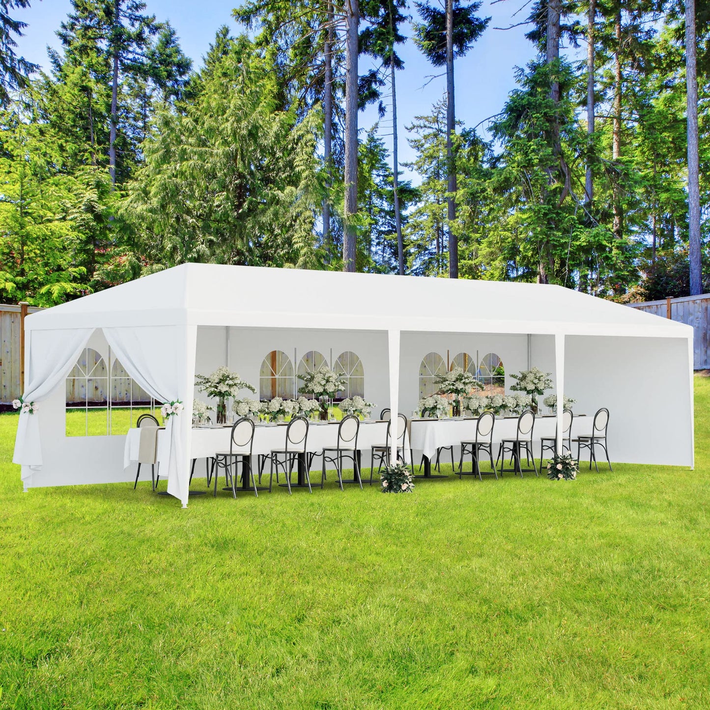 LEMY 10 X 30 Outdoor Wedding Party Tent Camping Shelter Gazebo Canopy with Removable Sidewalls Easy Set Gazebo BBQ Pavilion Canopy Cater Events