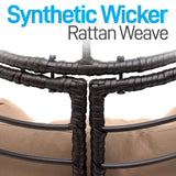 Hanging Egg Chair with Stand - Indoor Outdoor Patio Wicker Rattan Lounge Chair with Stand, Steel Frame, Washable Cushions for Garden Backyard Deck Sunroom - SereneLife SLGZ0EGBR.3 (Brown) SereneLife