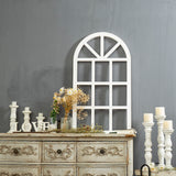 Sintosin Farmhouse Window Frame Wall Decor Living Room 36" x 20", Hanging Distressed White Rustic Arched Window Frame, Wooden Cathedral Window Frames for Wall Decor, Christmas Window Frame Decor Sintosin