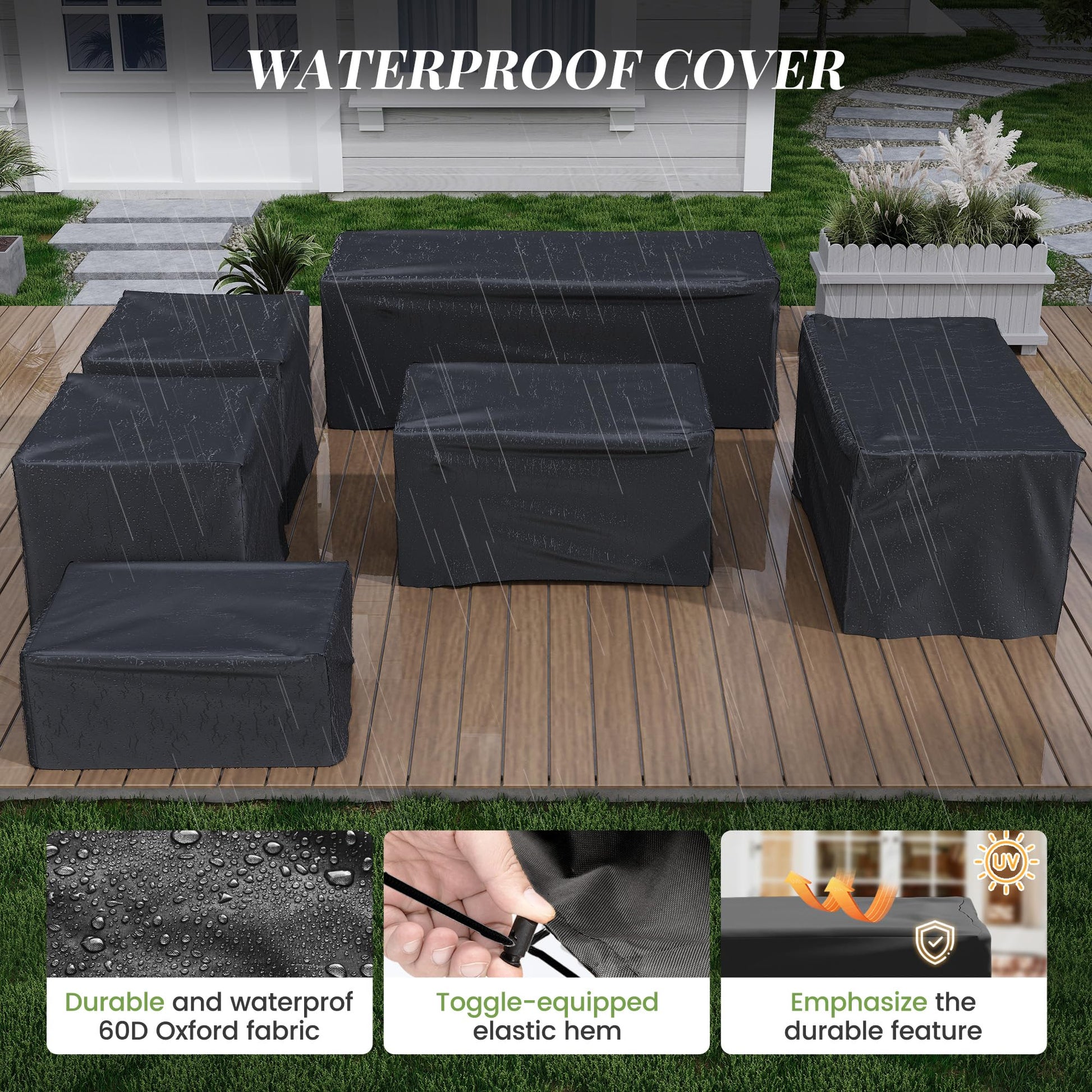 Amopatio Patio Furniture Set with Fire Pit Table, 6 Pieces Outdoor Oversized Sectional Couch Wicker Patio Armrest Sofa, 44" Fire Pit Conversation Sets with Storage Table, Waterproof Cover (Na - WoodArtSupply