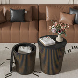 Round Coffee Table Set,2-Piece Modern Farmhouse Living Room End Table Set, Nesting Table Round Natural Finish for Living Room (Black, 17.72'') Lisicues