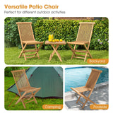 Tangkula 2 Piece Wood Patio Folding Chair, Sturdy Teak High-Back Chair with Slatted Design, Portable & Lightweight Outdoor Dining Chair, Natural Appearance, Perfect for Backyard, Camping Tangkula
