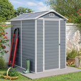 Gizoon 6x4 FT Outdoor Storage Shed with Floor, Resin Garden Tool Shed with Lockable Doors, Window, Vents, Reinforced Steel Frame, Waterproof Plastic Storage Sheds for Backyard, Patio, Lawn Gizoon