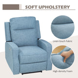 HOMCOM Electric Power Recliner, Wall Hugger Armchair with USB Charging Station, Sofa Recliner with Linen Upholstered Seat and Retractable Footrest, Blue HOMCOM