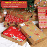 Giiffu 14.5" Medium Kraft Gift Boxes with Lids, 12 Pack Christmas Shirt Boxes with 12 Holiday Designs – Includes Tissue Paper & Stickers Giiffu