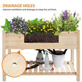 Yaheetech 47x23x32in Wooden Raised Garden Bed with Legs & Storage Shelf Horticulture Wooden Elevated Planter Box Vegetable Growing Bed for Flower/Herb/Backyard/Patio, 2pcs Yaheetech
