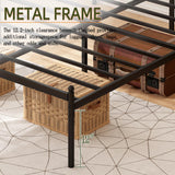 Kujielan Metal Platform Bed Frame with Headboard, 14 Inches Queen Bed, No Box Spring Needed, Steel Slat Support, Black, Easy Assembly Kujielan