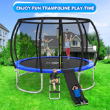 Deomod Trampoline Slide, 10FT 12FT 14FT 15FT 16FT Trampoline Universal Slides, Trampoline Accessories with Cushioning Effect, Suitable for Children to Climb Up and Slide Down, Safety Slider (Silver) deomod