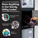 Fedmax Locker Storage Cabinet - 6 Metal Wall Lockers for School, Gym, Home, Office Employee Lock Box, 71 Inches High - Black/Grey Fedmax