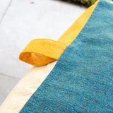 Big Joe Square Ottoman Weatherproof Bean Bag Footrest, Sunset Block Intertwist, Weather Resistant UV-Protected Fabric, 2 feet Big Joe