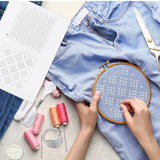 Hahafelt Sashiko Kit Sashiko Thread and Needles Thimble Denim Fabric Water Soluble Japanese Embroidery Kit for Beginners Hand Quilting and Mending, Sewing Supplies Hahafelt