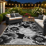 MontVoo Outdoor Rug with Led String Strip Lights 6x9ft Waterproof Outdoor Patio Rug Mat Reversible Plastic Straw Rug Outside Outdoor Rug for RV Camping Picnic Balcony Backyard Fairy Outdoor Decor MontVoo