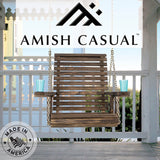 Amish Casual Heavy Duty Roll Back Pressure Treated Swing Chair with Cupholders (Dark Walnut Stain) Amish Casual