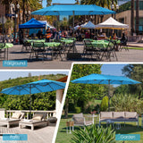 Tangkula 15Ft Double-Sided Patio Umbrella, Outdoor Extra Large Umbrella W/Hand-Crank System & Air Vents, Market Twin Umbrella W/ 12-Rib Sturdy Metal Frame for Poolside, Garden Backyard (Blue) Tangkula