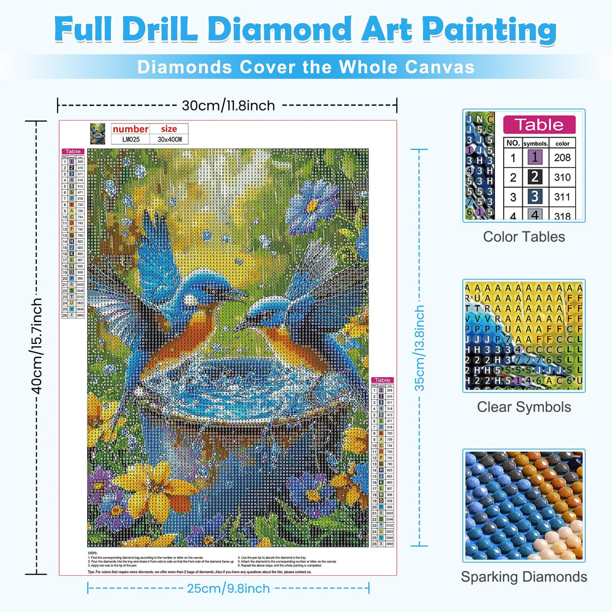 MOGTAA Bird Diamond Art Kits for Adults, 5D Full Drill Diamond Painting Kits for Adults Beginners, DIY Flowers Round Diamond Dots for Adults, Gem Art for Home Decor 12 X 16Inch MOGTAA