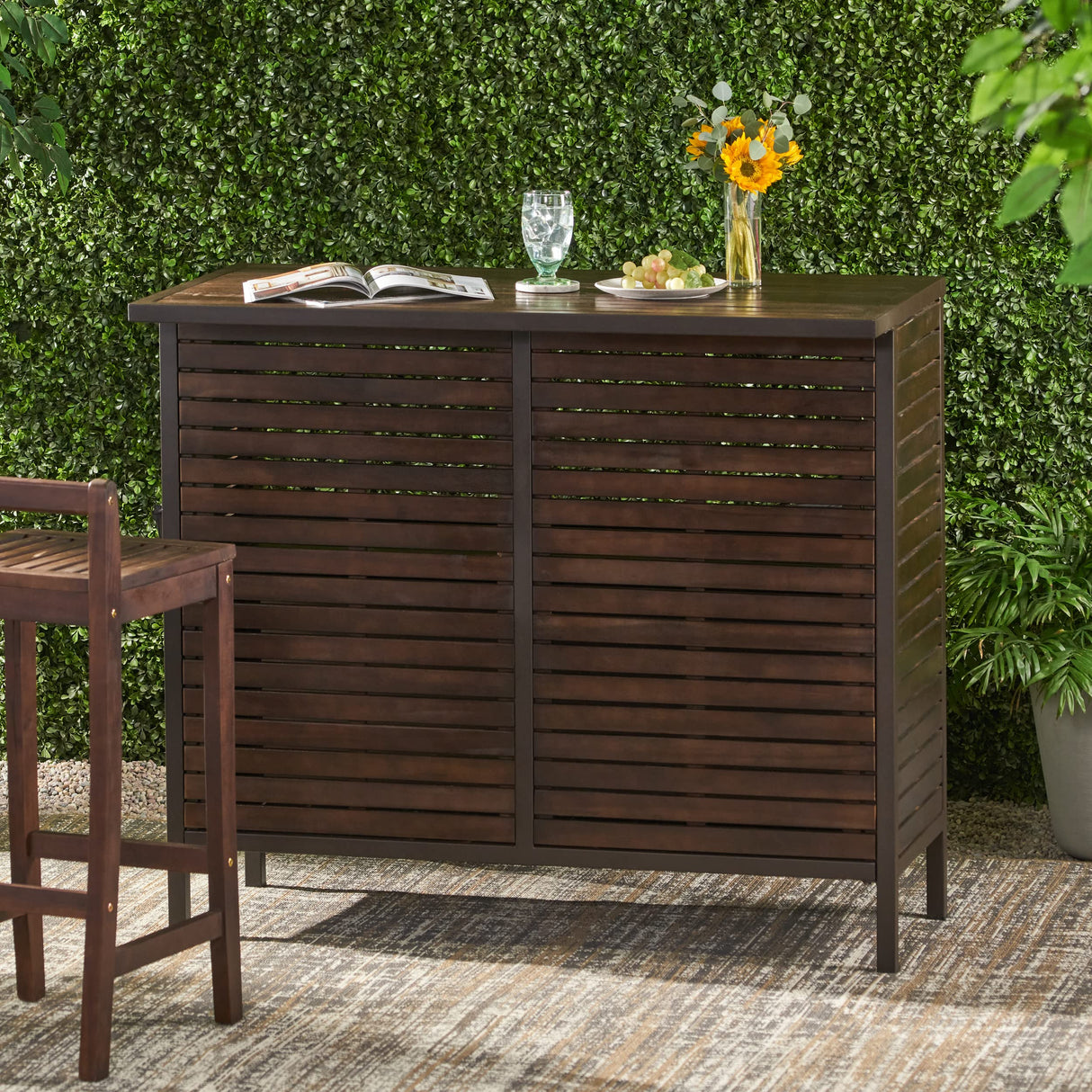 Christopher Knight Home Milos Acacia Bar Table, Dark Brown / Rustic Metal Christopher Knight Home