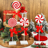 Christmas Wood Tabletop Decor Candy Standing Wooden Table Sign Red Christmas Tiered Tray Decor Rustic Christmas Candy Centerpieces for Xmas Holiday Party Home Kitchen Decor, 4 Pcs Augisteen