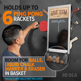 JOOLA Game Room Organizer with Ping Pong Paddle Holder, Table Tennis Ball Basket, Scoreboard, and Chalkboard JOOLA