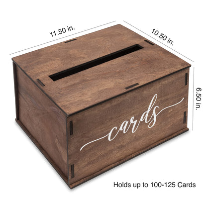 Wooden Wedding Card Box with Slot & Lid | Decorations for Reception for Wedding Gifts & Money | Baby & Bridal Shower, Graduation - Standard Size - WoodArtSupply